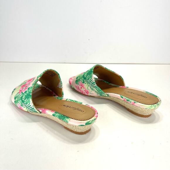 Comfortview Capri Wedge Slide Sandal Sz 8 WW Green & Pink Floral Espadrille New - Picture 15 of 16